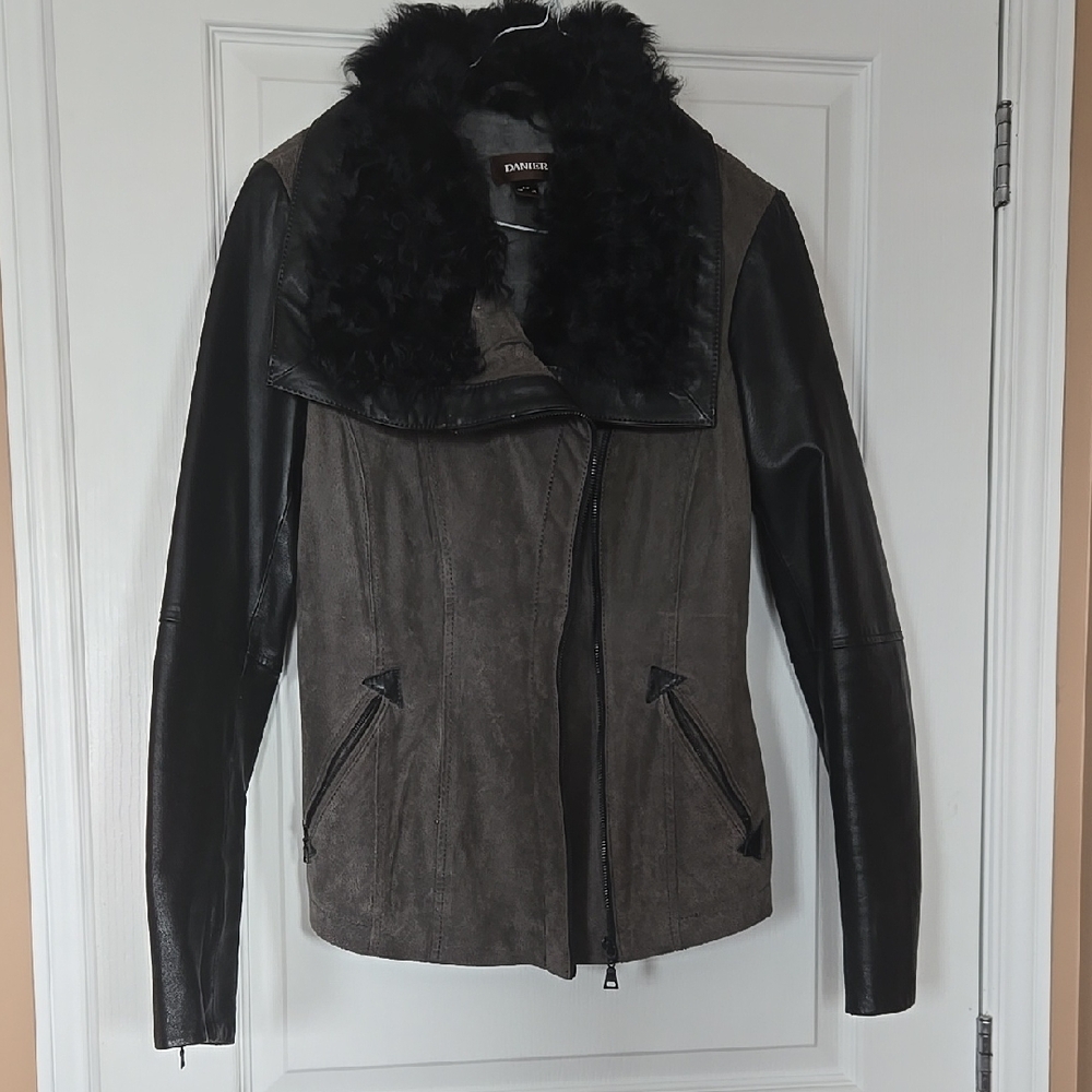 Danier Leather Jacket with Black and Brown Design